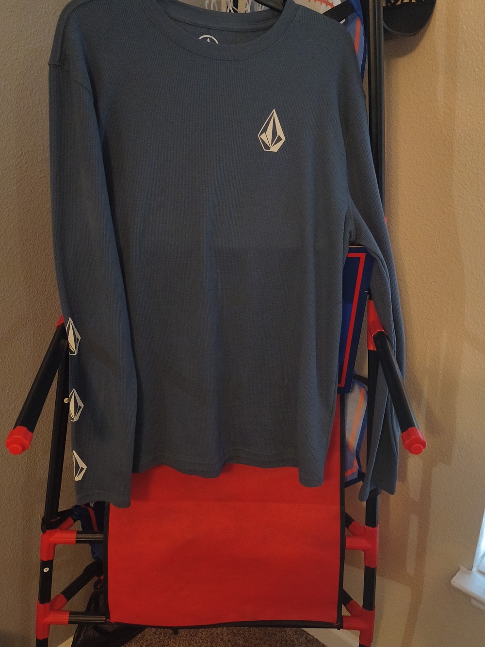 Volcom Slate Blue Long Sleeve Shirt with White Logos